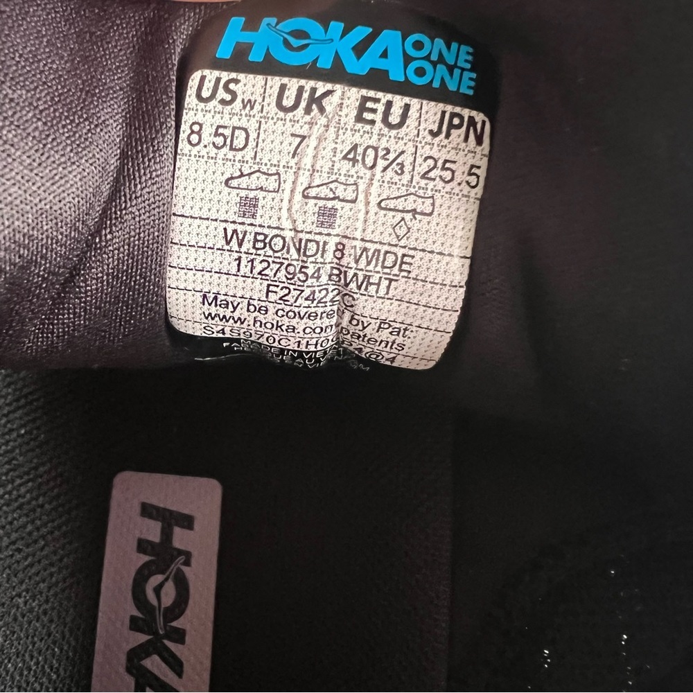 Hoka One One Bondi 8 Women's Wide Cushioned Running Shoe Sneaker Black White 8.5 - Picture 15 of 17